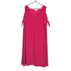 Avenue 26/28 Pink Tie Sleeve‎ Cold Shoulder Stretch Knit Jersey Dress Plus 3X